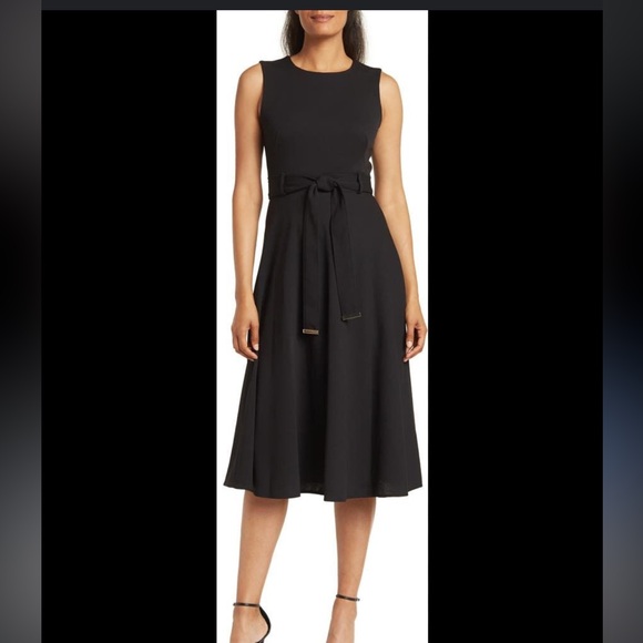 NWT CK BELTED FIT&FLARE DRESS 4 (FINAL PRICE $89   032585 - Picture 1 of 16